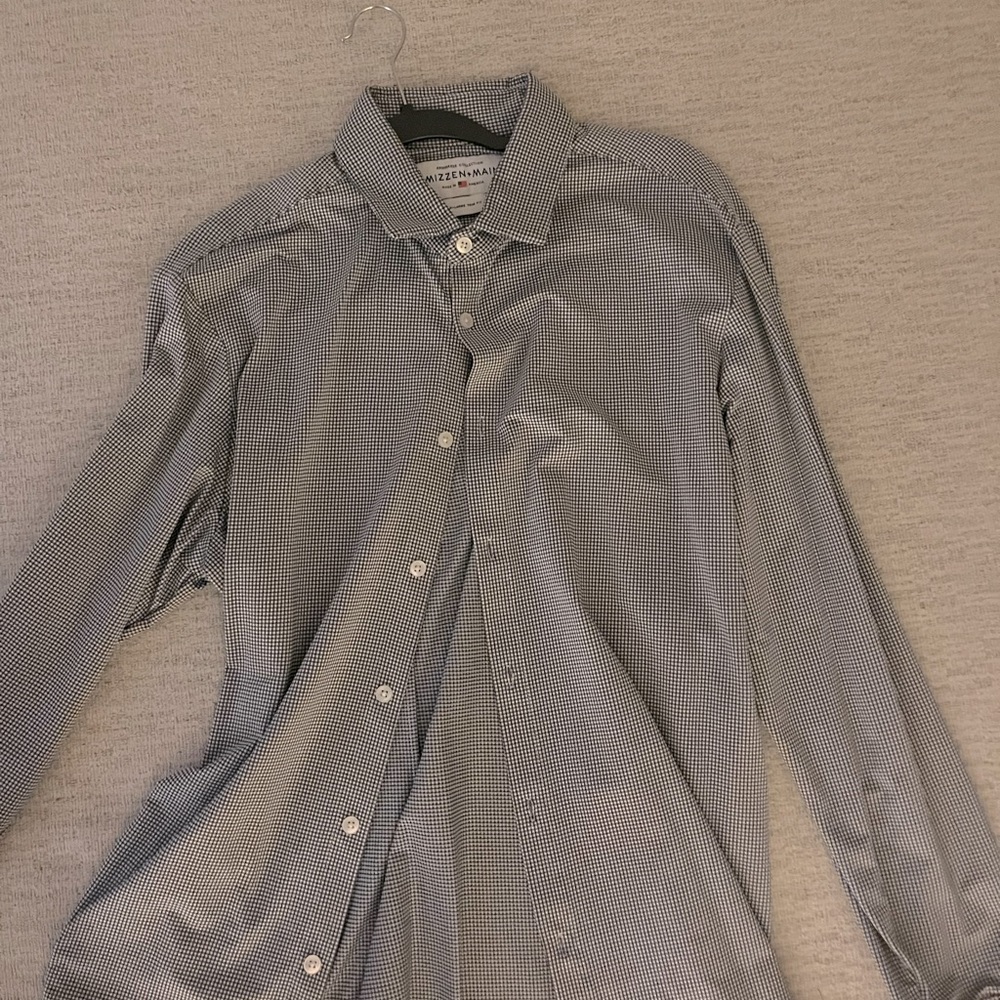 Mizzen + Main XL Button Down. Black and White. Spinnaker Collection